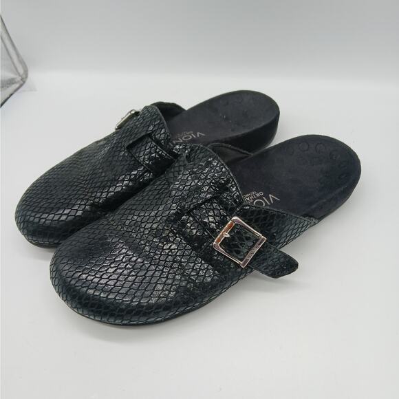 Vionic Calgary Clogs Mules Women's 9 Snake Print Buckle Orthopedic Comfort - Picture 1 of 11